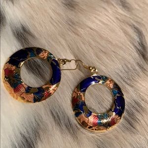 Handmade in Italy 14k gold and enamel earrings